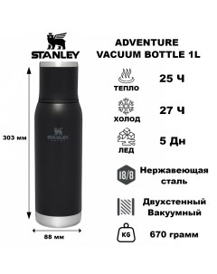 Термос Adventure To Go Bottle 1 0L Black Stanley