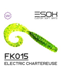 Силиконовая приманка Twirly Grub 80 мм цвет FK015 Electric Chartreuse 6 шт Esox
