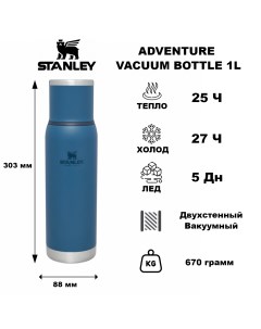 Термос Adventure To Go Bottle 1 0L Abyss Stanley