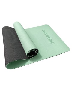 Коврик для йоги и фитнеса спортивный двухцветный ТПЭ 183x61x0 6 см светло зеленый чёрны Daswerk
