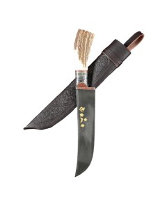 Нож Пчак Шархон Большой косуля широкая рукоять гарда олово гравировка ШХ 15 17 19 с Шафран