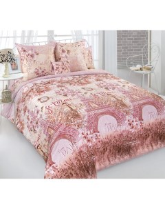 Комплект постельного белья Город любви евро сатин розовый Текс-дизайн