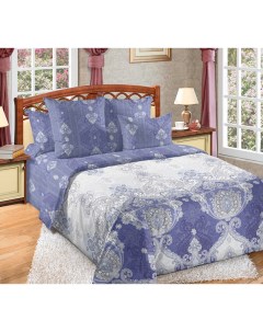 Комплект постельного белья Шедевр евро сатин синий Текс-дизайн