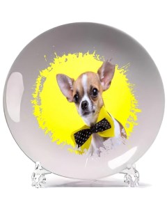 Тарелка Собака на желтом фоне Coolpodarok