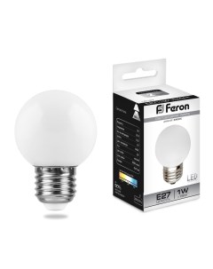 Лампа светодиодная LB 37 25115 1W 230V E27 6400K G45 матовая упаковка 10 шт Feron