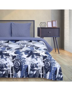 Комплект постельного белья Геометрия леса двуспальный бязь синий Этель