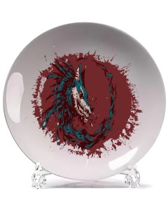 Тарелка Волк арт на красном фоне Coolpodarok