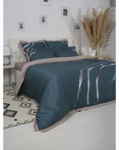 Комплект постельного белья евро Flash cedar наволочки 70х70 и 50х70 макосатин Мона лиза