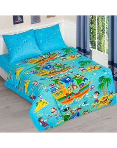 Комплект постельного белья Арт Дизайн Морской Бой полутораспальный бязь голубой Арт-дизайн