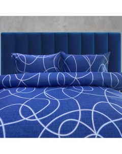 Комплект постельного белья Dominique 2 спальный с европростыней сатин синий Dome