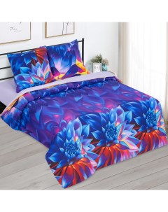 Постельное белье Сияние 2 спальный с европростыней поплин синий Арт-дизайн