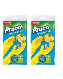 Комплект Перчатки резиновые с ароматом лимона M желтые 1 пара х 2 упак Paclan
