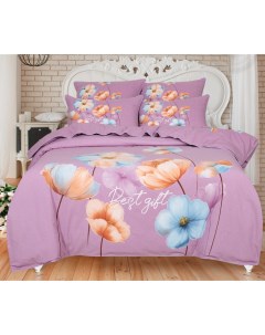 Комплект постельного белья Анетта евро велюр фиолетовый Арт-дизайн