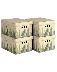 Коробки картонные для хранения вещей с крышкой 4 шт Valiant