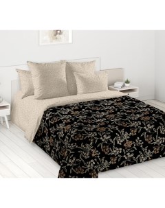 Комплект постельного белья Гербарий семейный поплин черный Текс-дизайн