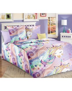 Комплект постельного белья Цветные сны 1 1 5 спальный поплин фиолетовый Текс-дизайн