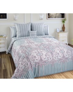 Комплект постельного белья Равель евро сатин голубой Текс-дизайн