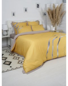 Комплект постельного белья евро Flash banana наволочки 70х70 и 50х70 макосатин Мона лиза