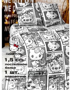 КПБ 1 5 поплин Hello Kitty 70 70 рис 16646 1 16647 1 Kitty Manga Непоседа