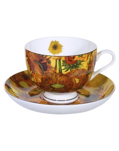 Пара чайная 1 перс 2 пр 210 мл фарфор F Подсолнуxи Ван Гог Art sunflowers Kuchenland