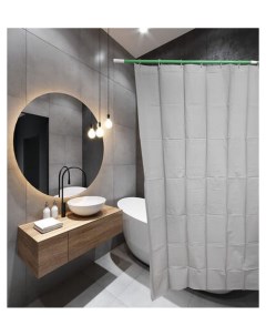 Штора для ванной комнаты 180х180 PEVA 60068 с кольцами Серый Стк