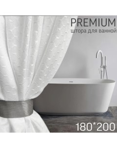 Штора для ванной тканевая 180х200 белая Graceful curtain