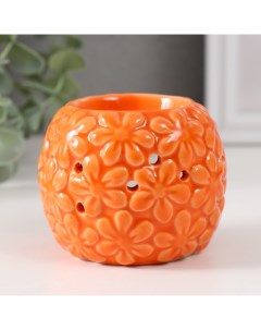 Аромалампа керамика Цветочки оранжевая 7 5х7 5х7 5 см Nobrand