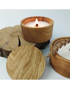 Свеча ароматическая в деревянном подсвечнике Мамин какао Ова