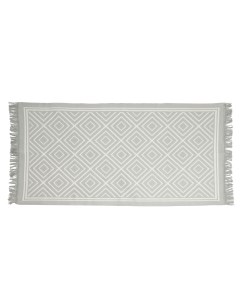 Коврик 80х150 см двусторонний с бахромой акрил бело серый Узор Carpet Kuchenland
