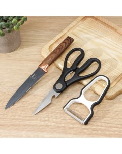 Набор кухонных принадлежностей Bobssen нож ножницы овощечистка Nobrand