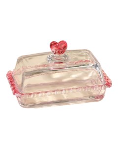 Масленка Розе стекло прозрачно розовая 17 x 10 5 см Nobrand