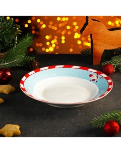 Тарелка суповая Доляна Новый год Дед Мороз 450 мл d 20 7 см Nobrand
