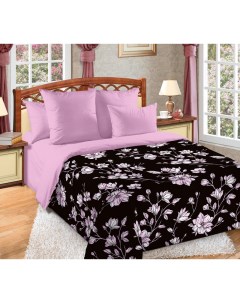 Комплект постельного белья Южная ночь полутораспальный перкаль розовый черный Текс-дизайн