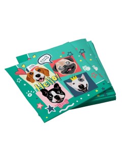 Салфетки бумажные трехслойные Собачки на зеленом 33 33 см 20 шт Nd play