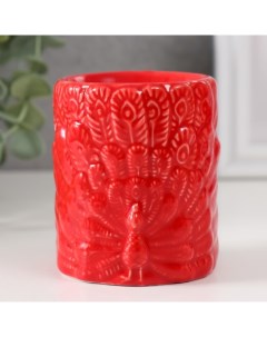Аромалампа керамика Павлин красная 7х7х8 5 см Nobrand