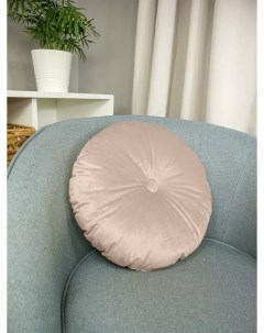 Декоративная подушка круглая D37 с пуговицей из бархата крем Linen way