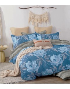 Комплект постельного белья Mertolla 2 спальный сатин бежево синий Primavelle