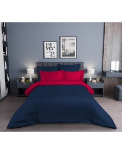 Комплект постельного белья Содалит полутораспальный сатин сине красный Текс-дизайн