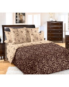 Комплект постельного белья Вензель двуспальный поплин беж коричневый Текс-дизайн