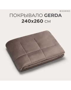 Покрывала стеганое GERDA премиум евро макси размер 240x260 велюр цвет Мокко Sonno