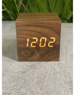 Настольные электронные деревянные часы мини кубик Оем