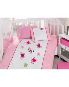 Комплект постельного белья Бабочки ясельный ранфорс розовый Cotton box