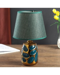 Лампа настольная керамика Пузырьки тёмно зелёная с золотом Е14 40Вт Risalux