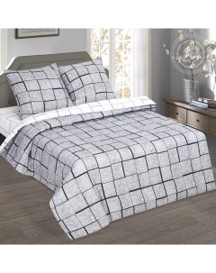 Постельное белье Пифагор 2 спальный с европростыней поплин серый Арт-дизайн