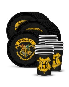 Набор для праздника Harry Potter Гербы Хогвартса тарелки и стаканы по 18 шт Nd play