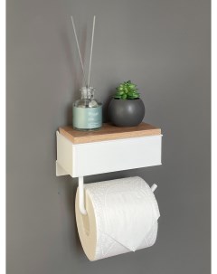 Держатель для туалетной бумаги с полочкой с ящиком 1 Орех светлый на белом Molinardi creativo