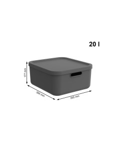 Коробка органайзер для хранения вещей с крышкой Albula Light антрацит 20 л Rotho