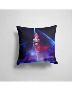Подушка декоративная 45х45см Геймерам Cyberpunk 2077 Девушка с розовыми волосами 365home