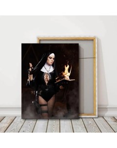 Картина на искусственном холсте креативность Сексуальная Монашка Nobrand