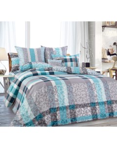 Комплект постельного белья Бруно евро сатин серо голубой Текс-дизайн